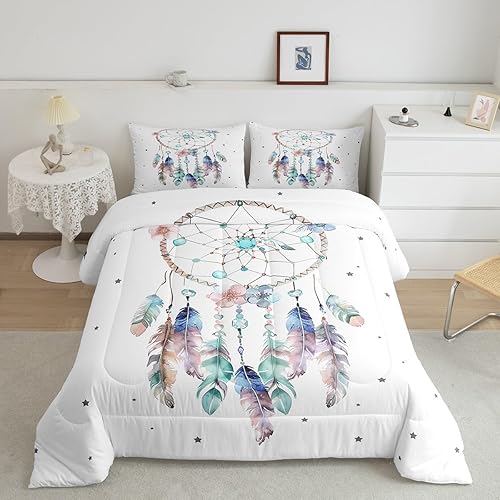 Erosebridal Atrapasueños - Juego de ropa de cama tamaño individual para niñas, juego de edredón de flores florales de cerezo para mujer, edredón de