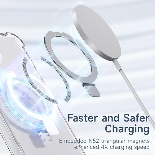 Miniatura 3 de Magsafe - Funda transparente para iPhone 12 y iPhone 12 Pro con soporte magnético, protección militar contra caídas colorida compatible con