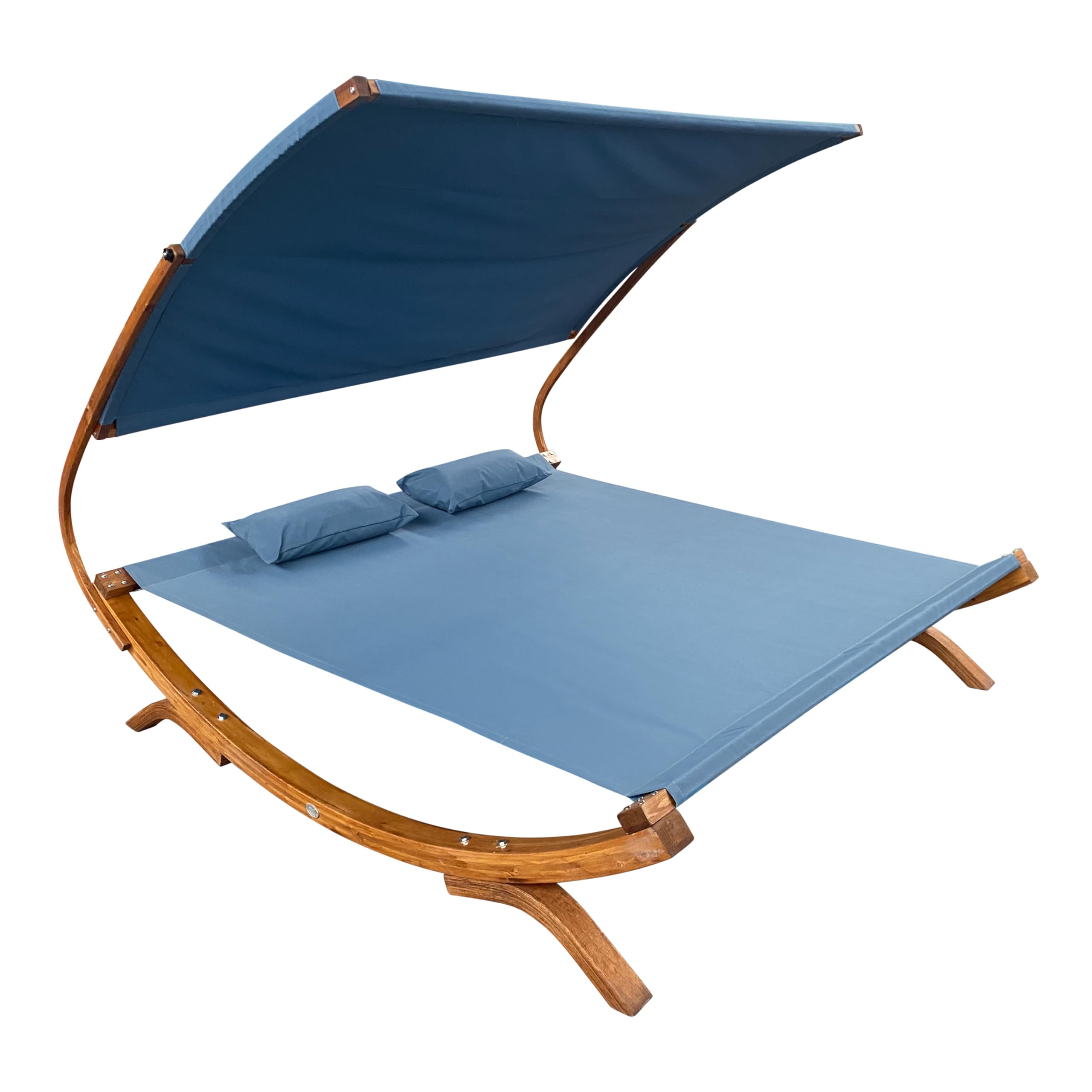 AXI Mallorca Chaise Longue de Jardin en Bois pour 2 Personnes | Lit de Jardin XXL avec Toit Solaire pour l'extérieur | Bain de Soleil Double en Bleu