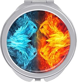 Espejo de maquillaje de viaje Fire Vs Ice Art...
