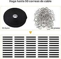 Vista 4 de Correas de gancho y velcro de 1"x32 pies con 50 hebillas de metal, correas de cable de fijación ajustables, correa de cincha cortada a longitud