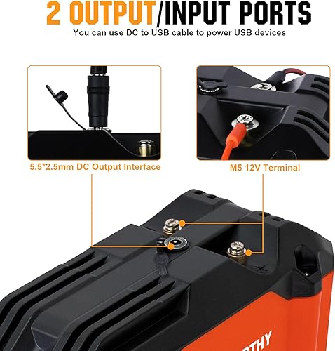 Miniatura 5 de ECO-WORTHY Paquete de 2 baterías portátiles LiFePO4 de 12 V 20 AH, batería recargable de ciclo profundo de litio, BMS integrado, más de 4000 ciclos,