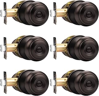 Probrico Privacy Door Knob Door Handles, Interior Door Knobs for Bedroom Bathroom, Oil Rubbed Bronze, 6 Pack