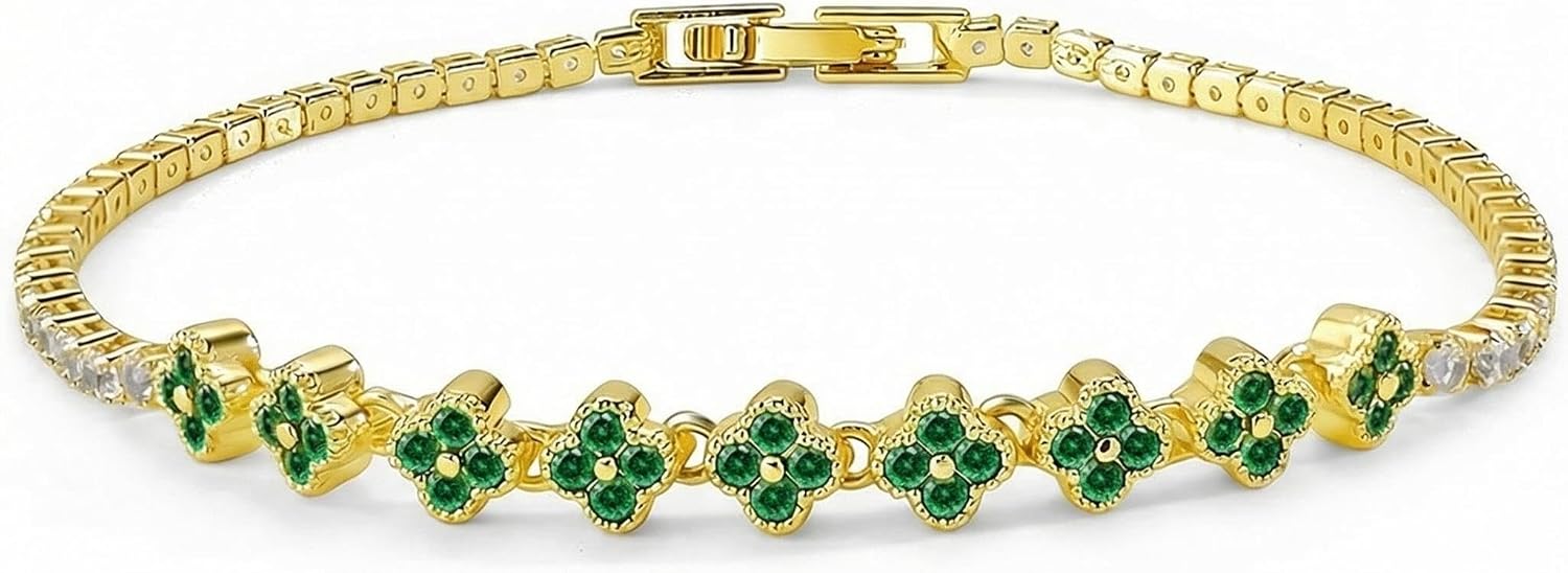Elegant Gold & Silver Tennis Bracelet for Women – Diamond-Like Sparkle with Brilliant Cut Crystals, Precision Polished, Stylish for Birthday, Wedding, Anniversary, Party