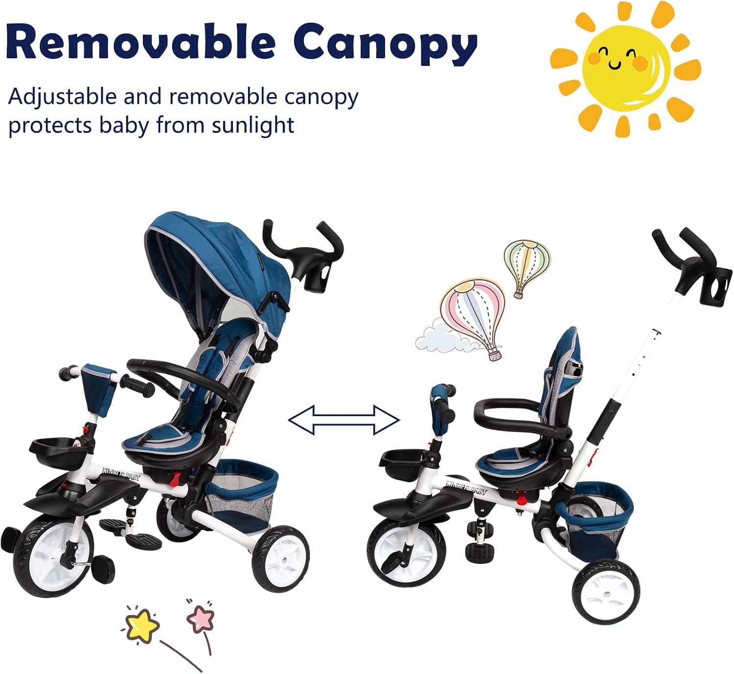 70% Off Everything kinbor Foldable Toddler Tricycle - Trike for 1-4 Year Olds, Kids Push Trike with Removable Canopy, Safety Harness, Rotatable Seat, Detachable Guardrail, Foldable Footrest Get Cheap Price kinbor Foldable Toddler Tricycle - Trike for 1-4 Year Olds, Kids Push Trike with Removable Canopy, Safety Harness, Rotatable Seat, Detachable Guardrail, Foldable Footrest