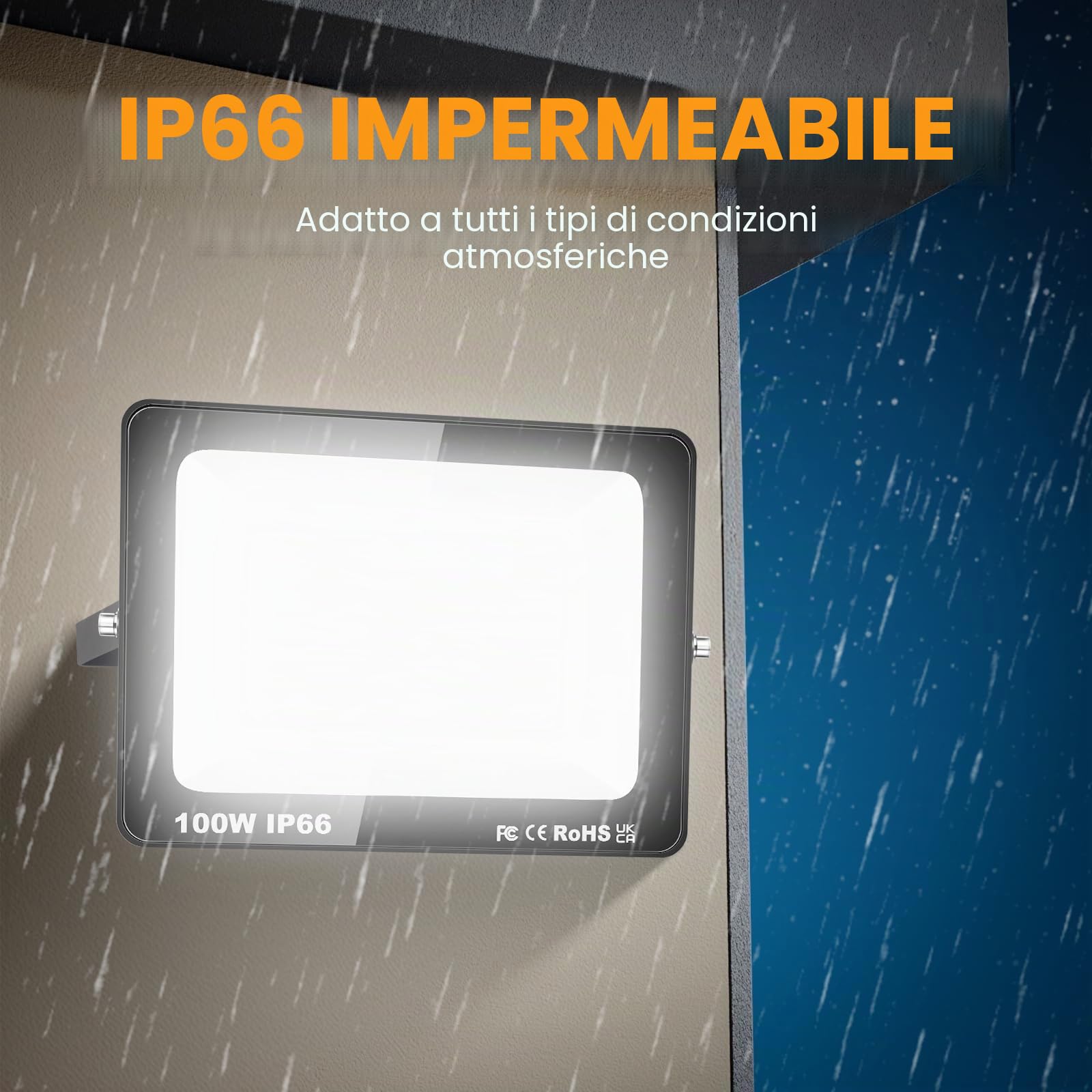 SKYWORLD Faretto LED da Esterno, 150W 15000LM Faretti Led con Spina | Proiettore Fari di sicurezza, IP66 Impermeabile Lampada Faro per Terrazza Giardino Cortile Patio Garage, 6000K Bianca Fredda