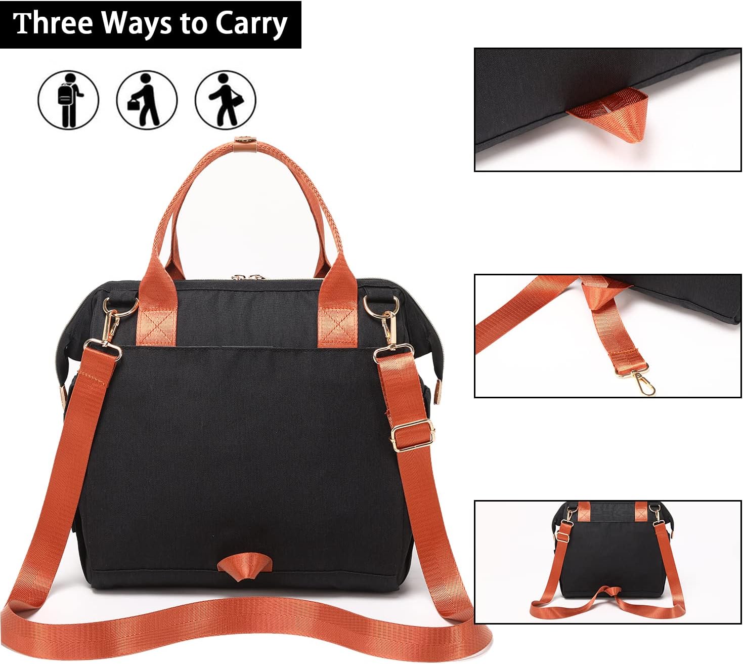 KYALOU Small Diaper Bag, Mini Baby Backpack for Mom, Multi-function Waterproof Travel Tote for Booys and Giirls (Black) - Image 5