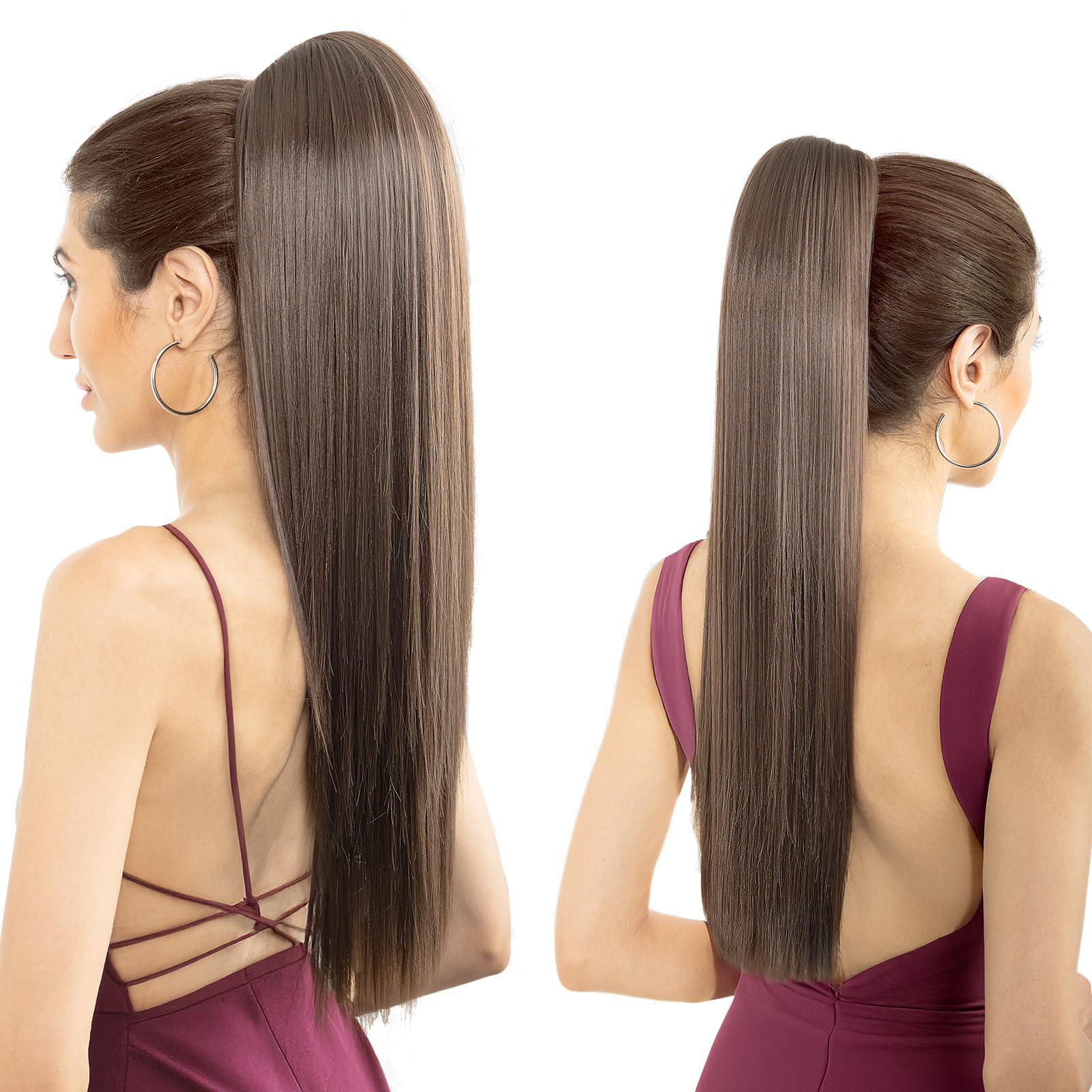 Luxehair Ponytail Extension, 24" Long Straight Claw Clip Ponytail Extension clip on ponytails hair clip Hair claw clip Fake Ponytail Hairpieces for