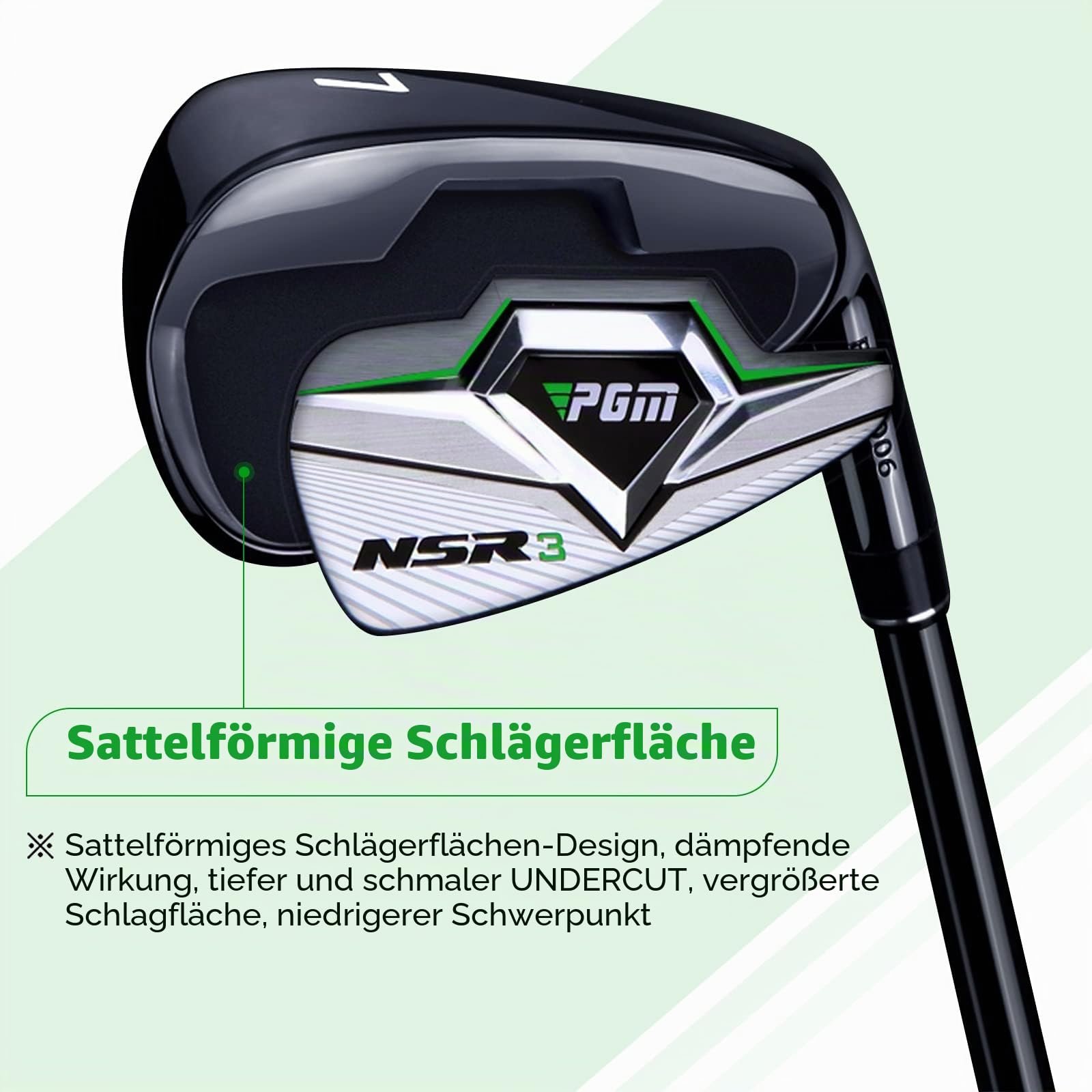 PGM Golf Clubs NSR III Irons Set (5, 6, 7, 8, 9, PW, S) with Graphite Shafts for Right-Handed Golfers – S/R Flex
