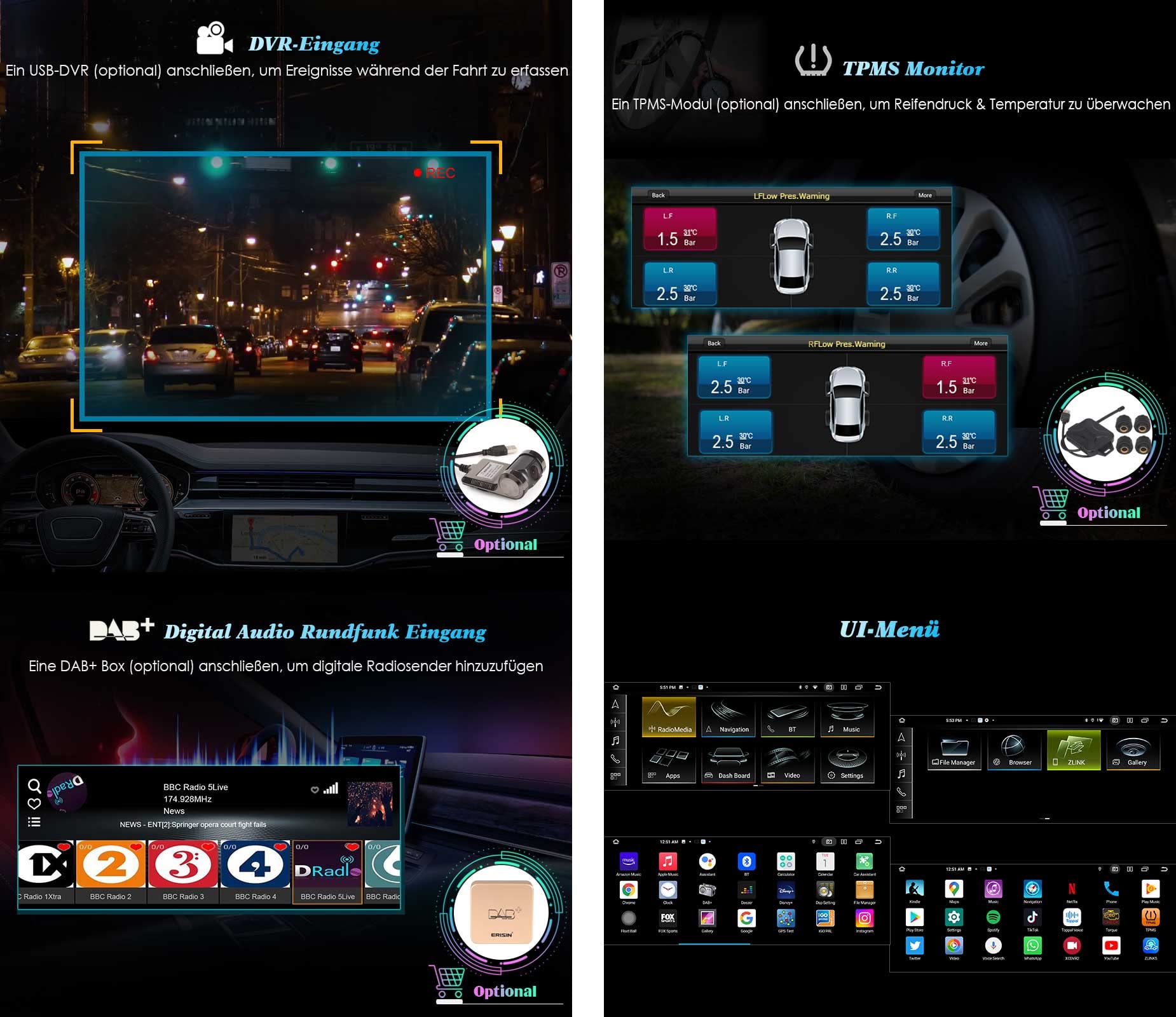 DAB+ 64GB Android 14 Autoradio Carplay Navi SWC RDS Für Audi A3 S3 RS3