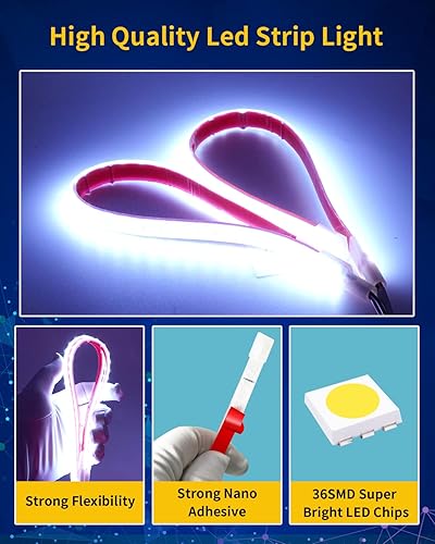 Miniatura 4 de DUOFU365 Tira de luz LED de 12 V, tira de luz interior de automóvil IP68, impermeable, cortable para automóviles, motocicletas, barcos, carritos de