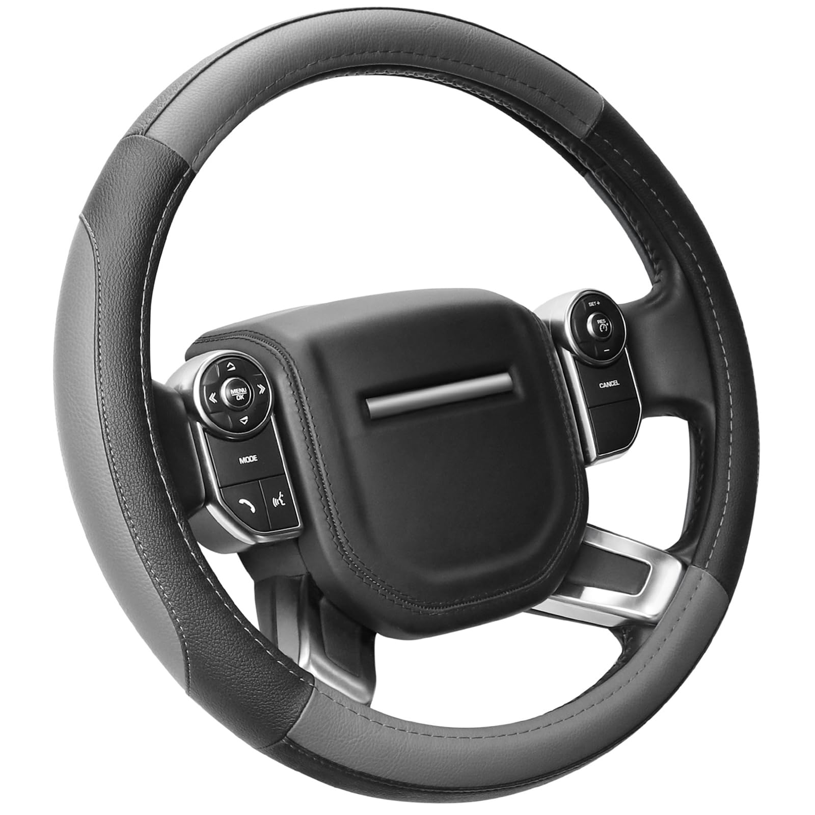 COFIT Microfiber Leather Steering Wheel Cover, Anti-slip Universal Protective Wrap, Car SUV Truck Interior Decor Accessories, Size M 37-38cm Grey and Black — view 27
