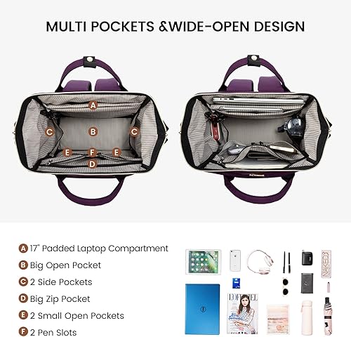 Miniatura 8 de LOVEVOOK Mochila para laptop para mujer mochila para profesores bolsa de enfermera mochila para computadora de trabajo bolsa de 15617 pulgadas Taro