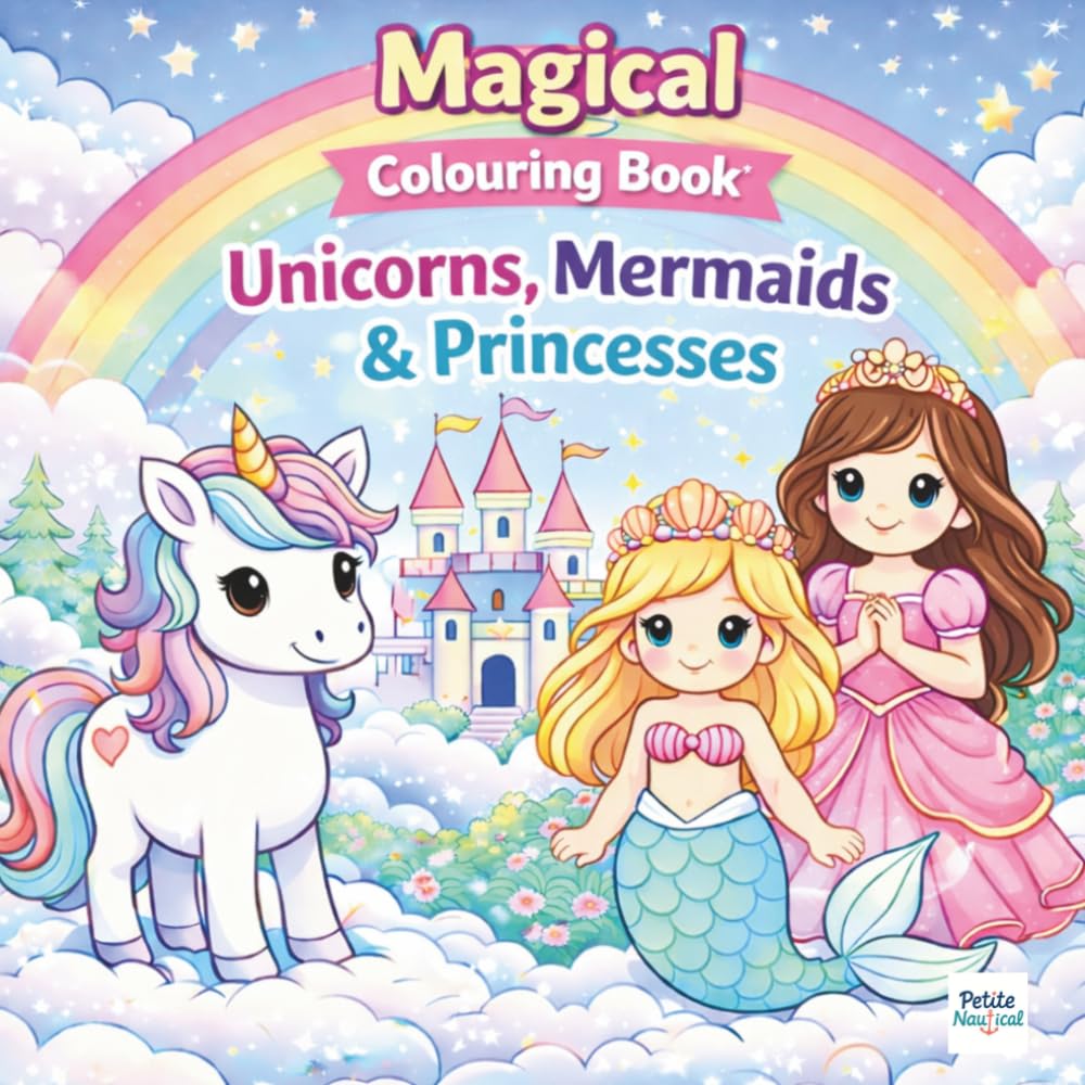 Magical colouring book Unicorns, Mermaids and Princesses: Adventure with Unicorns, Mermaids, Princesses, Castles, Rainbows and Fantasy Friends for Kids Ages 3–8