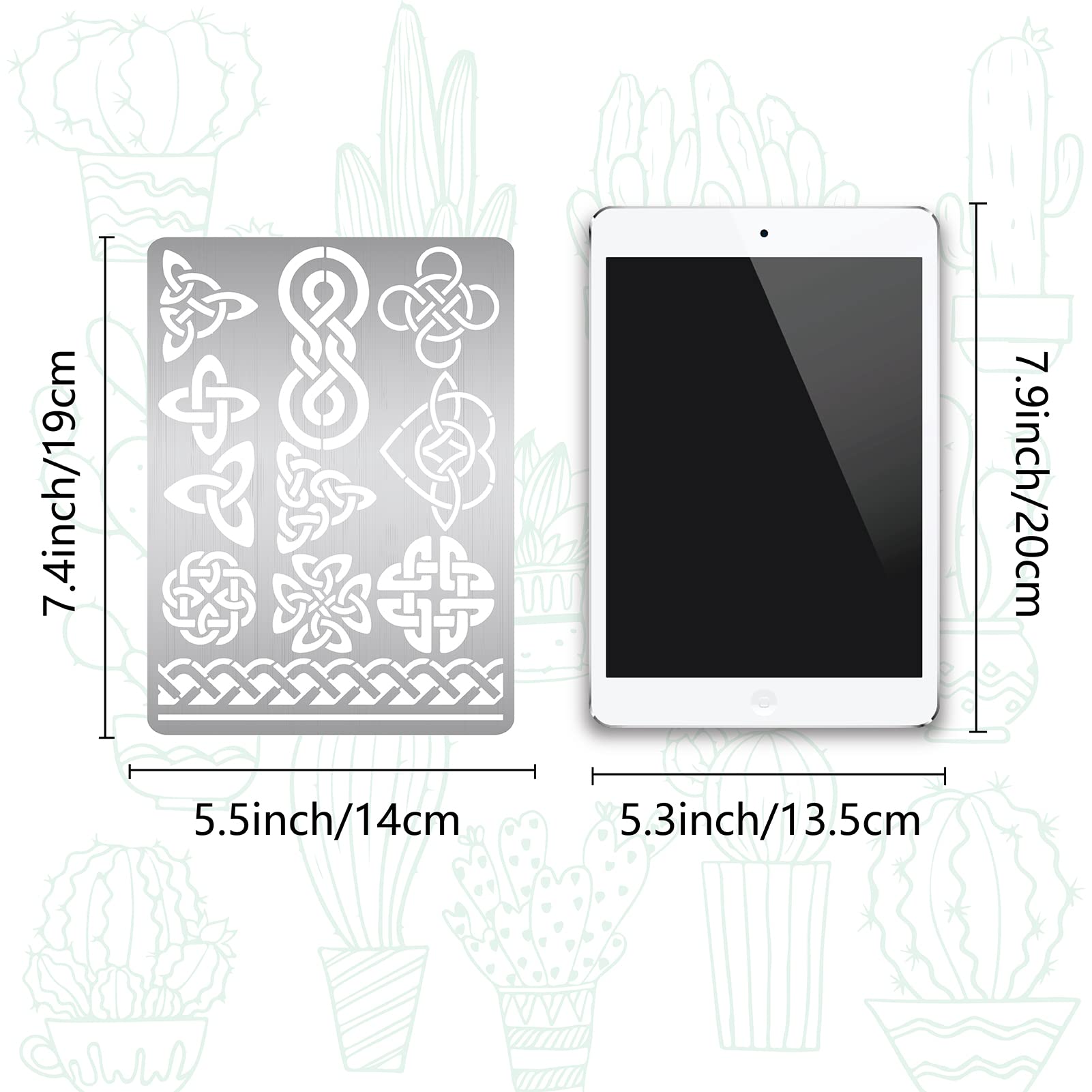 GORGECRAFT 5.5 x 7.5 Wicca Celtic Knot Stencil Wood Carving Stainless Steel Stencils Reusable Viking Symbols Triquetra Stencils Metal Journal Templates for Painting on Wood Wall Canvas Furniture - Image 2