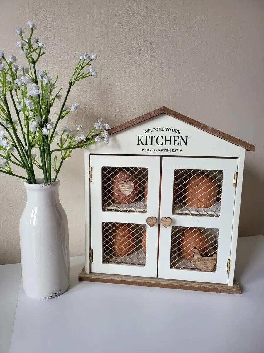 Maison à œufs En Bois Style Shabby Chic - Support Pour 6 œufs - Déco Cuisine Rustique