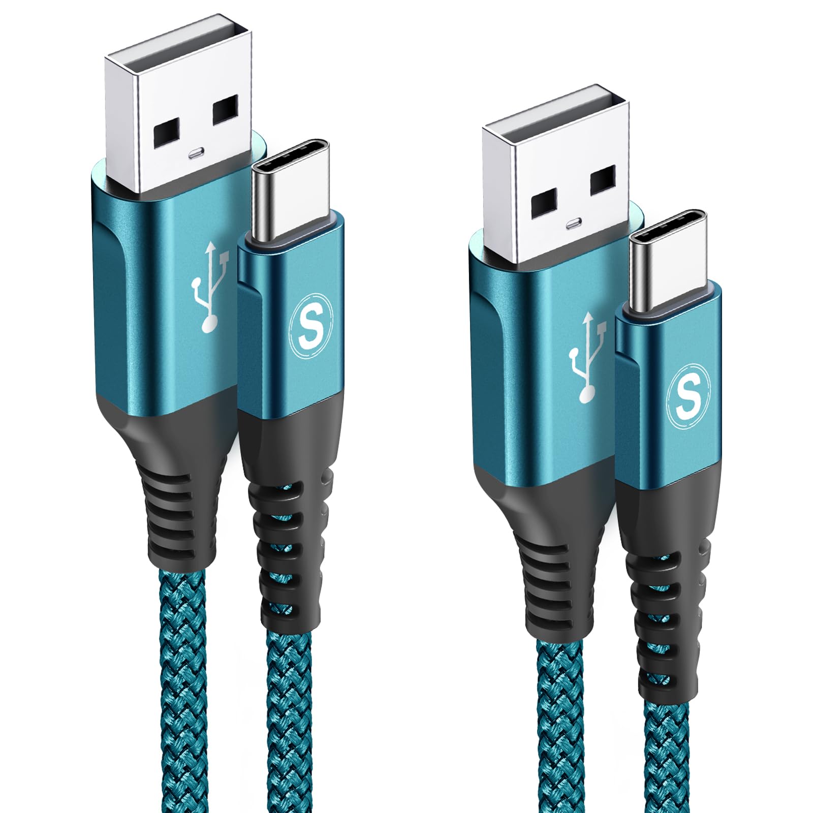 Cavo USB C [2M,Set di 2] Cavo USB Tipo C Ricarica Rapida Nylon Cavo per i Phone 17 16 15 Pro Max Air,Samsung Galaxy S25/S24/S23/S22/S21/S20/S10, so ny Xperia, Hua wei P50/P40,Xiaomi,Google Pixel, LG