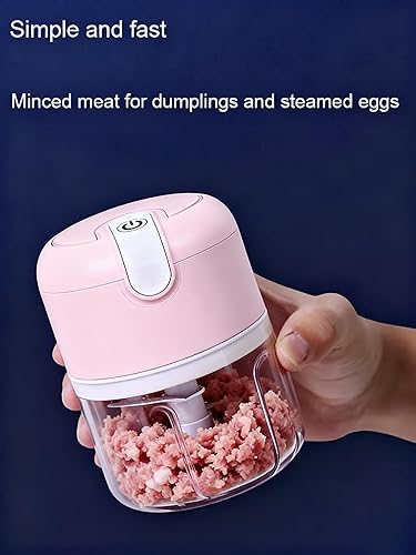 Miniatura 3 de Mini procesador de alimentos 3 cuchillas eléctrico 8.5 fl oz Usb (rosa)