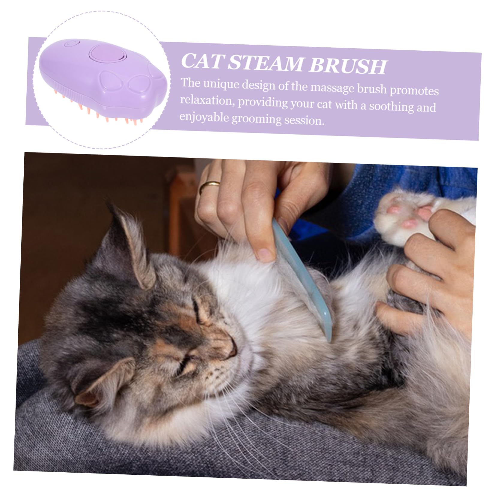 Toddmomy 5pièces Brosse à Vapeur Pour Chat Brosse Électrique De Toilettage Auto-nettoyante Pour Animaux De Compagnie Pour Massage Et Élimination Poils Couleur Violette