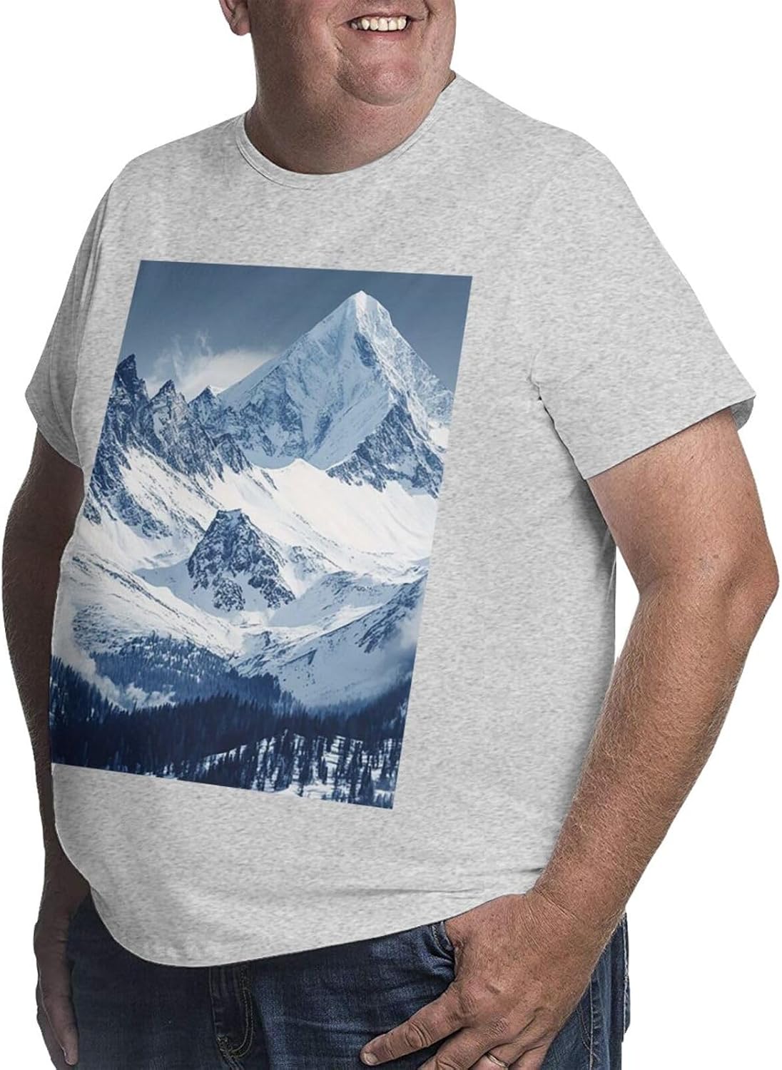 T-Shirt Plus Size Heavyweight T Shirt for Men Big and Tall Tshirts | Snow Mountain Oversized Tshirts For Men Short Sleeve Upf 50+ Sun Protection T-Shirt For Casual & Daily Wear