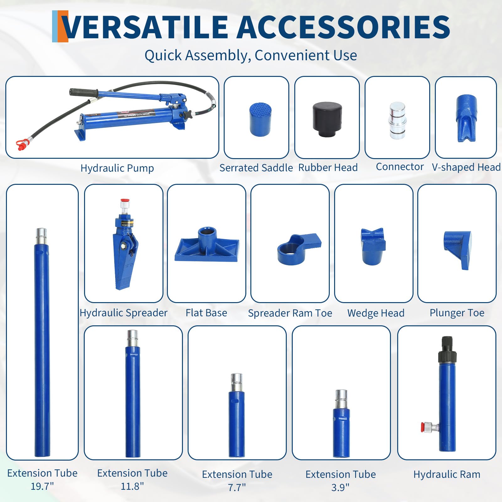 Porta Power Hydraulikheber 4t – Schwerlast Karosserie-Richtwerkzeug mit 1,4m Ölschlauch & Pumpe – Für Auto-, LKW- & Landmaschinenreparatur – Mit Kunststoffbox, Blau, 4 Ton | Plastic Tote