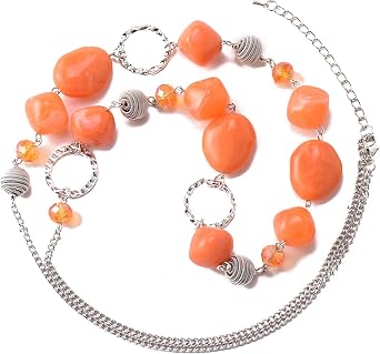 BULINLIN Beaded Long Silver Necklaces for Women, Handmade Statement Sweater Chain Necklace with Crystal Beads for Fashion Jewelry gifts