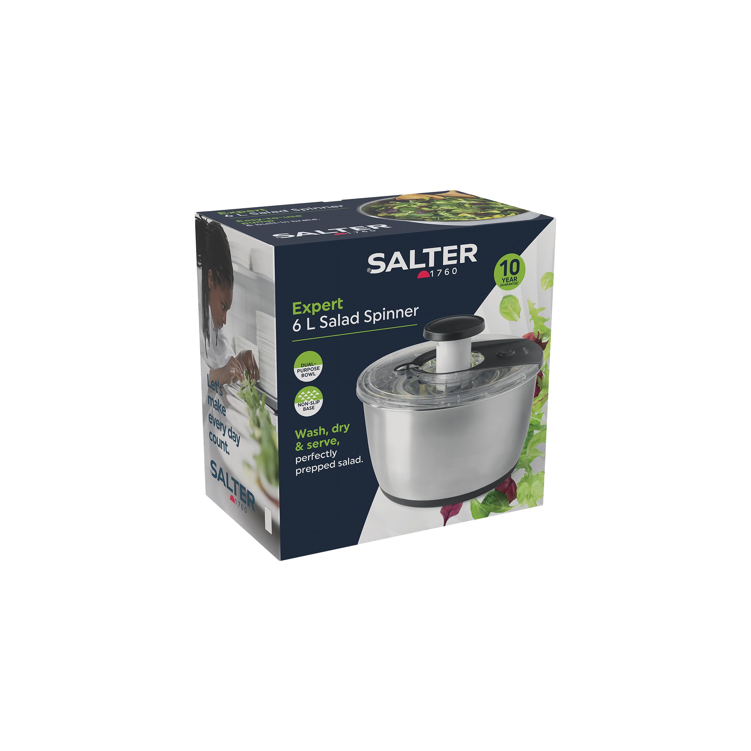 Salter Expert essoreuse à salade 6 L avec bol et égouttoir