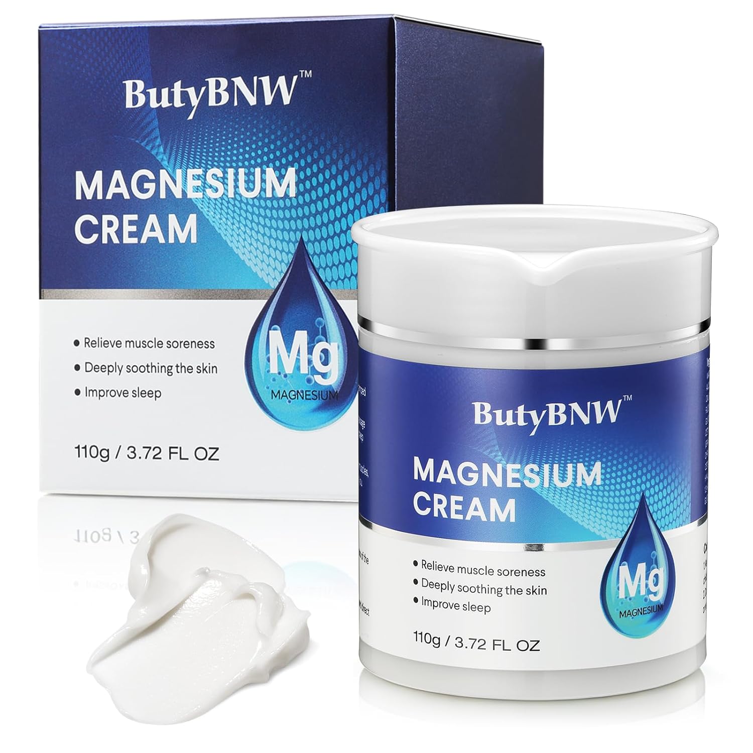 Cooling Magnesium Cream - Soothing Topical Magnesium Chloride Lotion for Legs, Calves & Feet - Fast Absorbing Nighttime Comfort with Shea Butter & Squalane - 3.72 oz