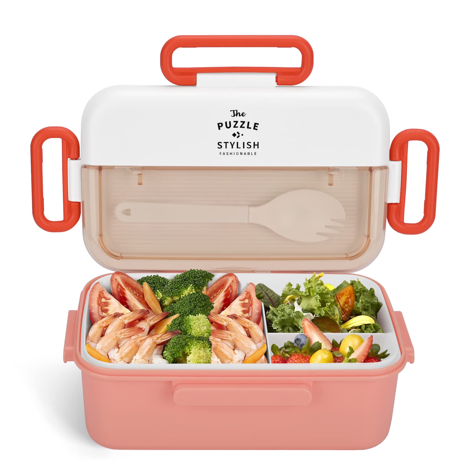 Sarmeley Bento Lunch Box Adults Kids with Compartments, Leakproof Lunchbox with Cutlery for Women Men, Lunch Bento Boxes Microwave Dishwasher Safe Portable Sandwich Box, Pink