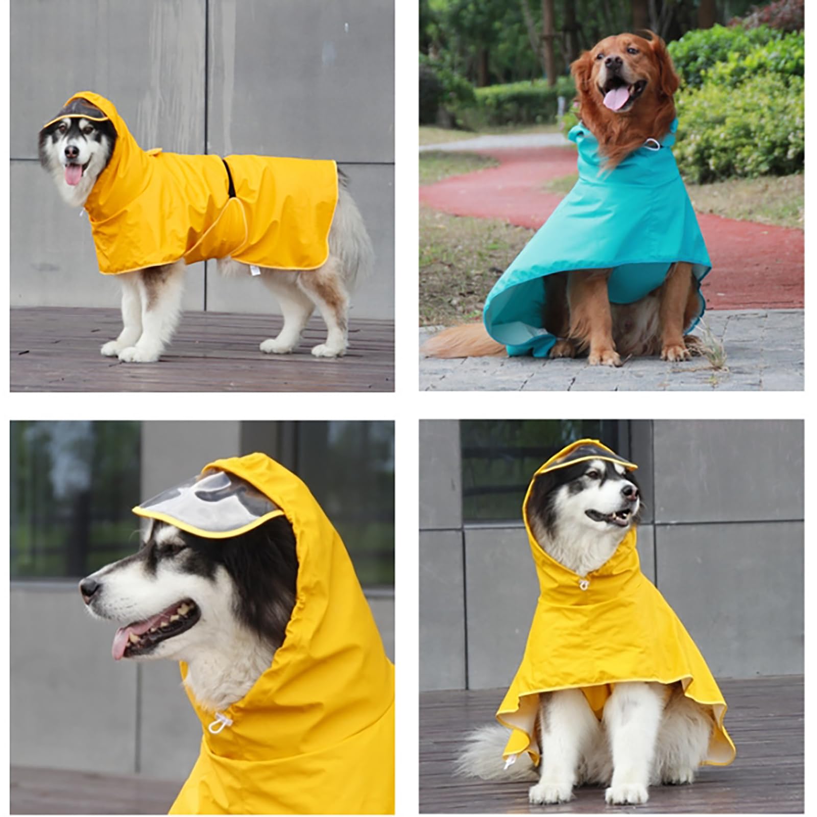 Chubasqueros Impermeables para Perros con Capucha, Chaqueta Impermeable Transpirable y Ajustable con Orificio para Correa, Poncho para Perros a Prueba de Viento para Perros Grandes y medianos