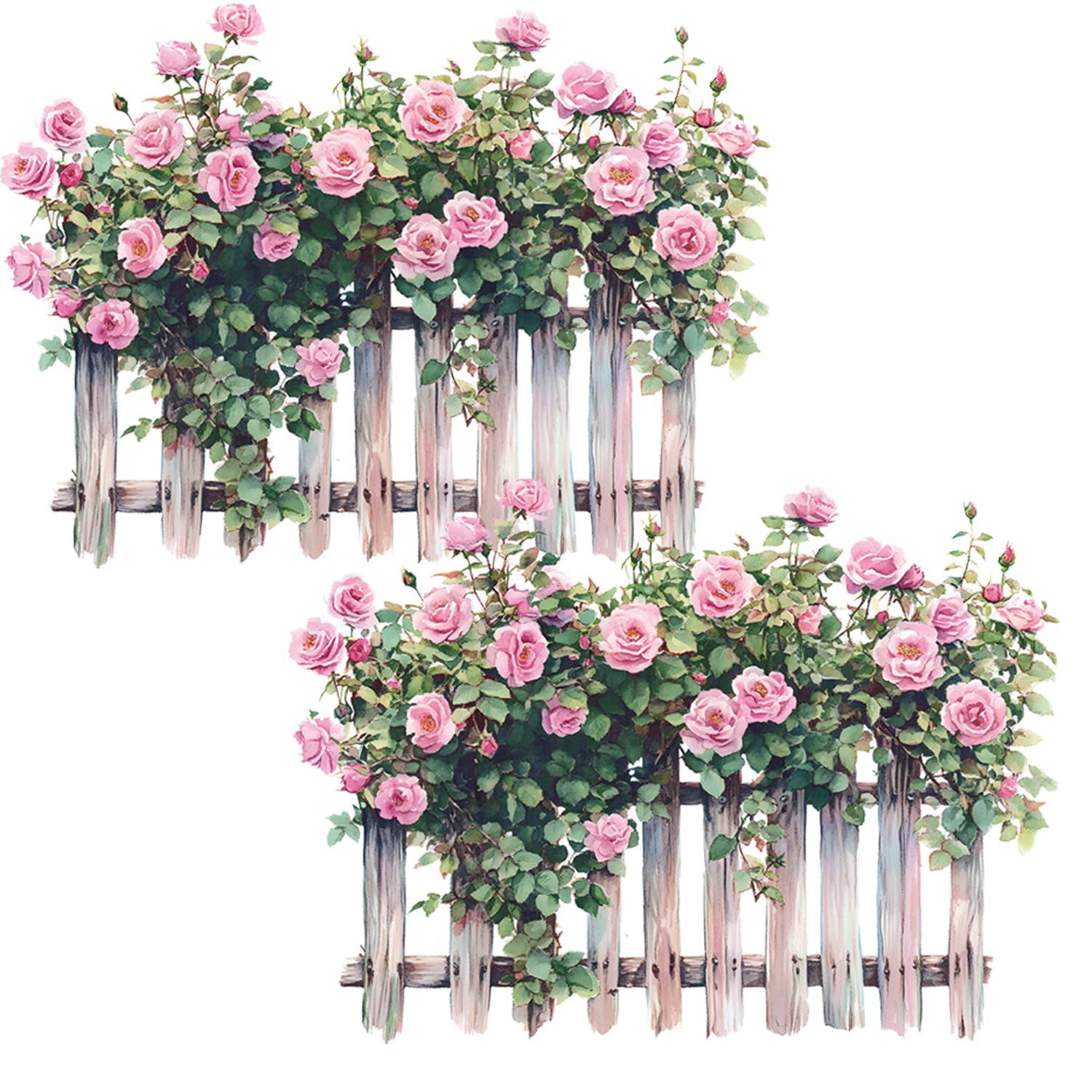 Romantic Rose Stickers Floral Wall Decor Rose Vine Fence Flower Stickers Wall Art Floral Self Adhesive Stickers for Girls Bedroom Living Room Nursery-image-16