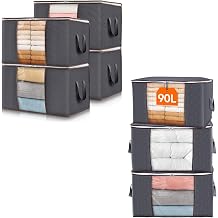 Lifewit Large Storage Bags 3 Pack 90L and 4 Pack 60L, Closet Organizers and Storage, Clothes Storage Bins with Lids, Foldable Storage Containers with Handles for Clothing, Blanket, Bedding