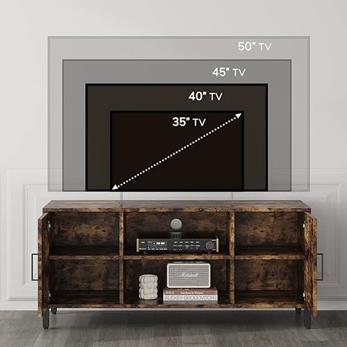 Miniatura 12 de Novilla Soporte de TV para televisores de hasta 50 pulgadas, moderno centro de entretenimiento con puerta de granero, mesa de TV con estante de