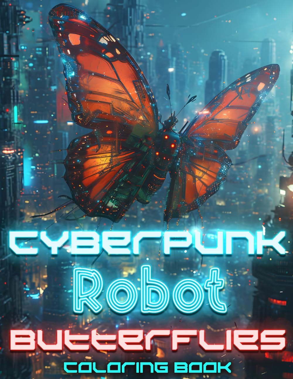 Cyberpunk Robot Butterflies Coloring Book: Futuristic Sci-Fi World of Cyberpunk: Fantastic Biomechanical Insects. Adult Coloring Book (Post-Apocalyptic Chronicles)