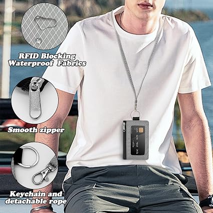 I0I&I0I Binley Kangaroo - Portafoglio in pelle da uomo con cerniera, con blocco RFID, con finestra separata per carte d'identità, Rosso Marrone 2, Minimalista