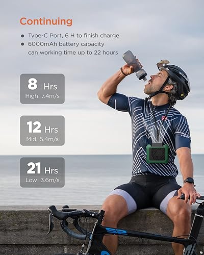 Miniatura 2 de ICEBIRDS Ventilador portátil con clip de cintura, cinturón personal y ventilador de cuerpo al aire libre, ventilador de cuello colgante con batería