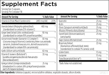 Designs for Health Ultimate Antiox Full Spectrum - Antioxidant Supplement with Resveratrol, Acerola, Lutein, Curcumin C3, Quercetin + More (90 Capsules)