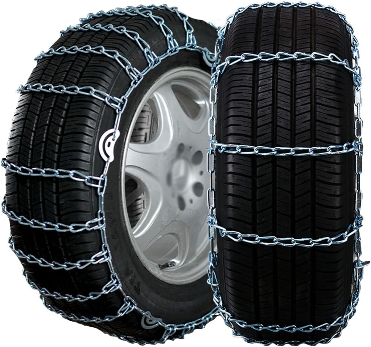 Snow Chains for Car,SUV,Truck and Pickup, Emergency Tire chains,Set of 2 215/50R15