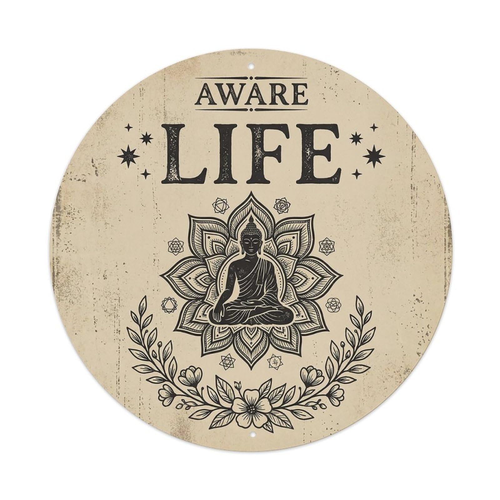 Zen Flower Meditation Den Mindful Being Vintage Metal Tin Sign Plaque Wall Decor for Cafe, Club Bar, Office, Garden Metal Poster 8x8Inch