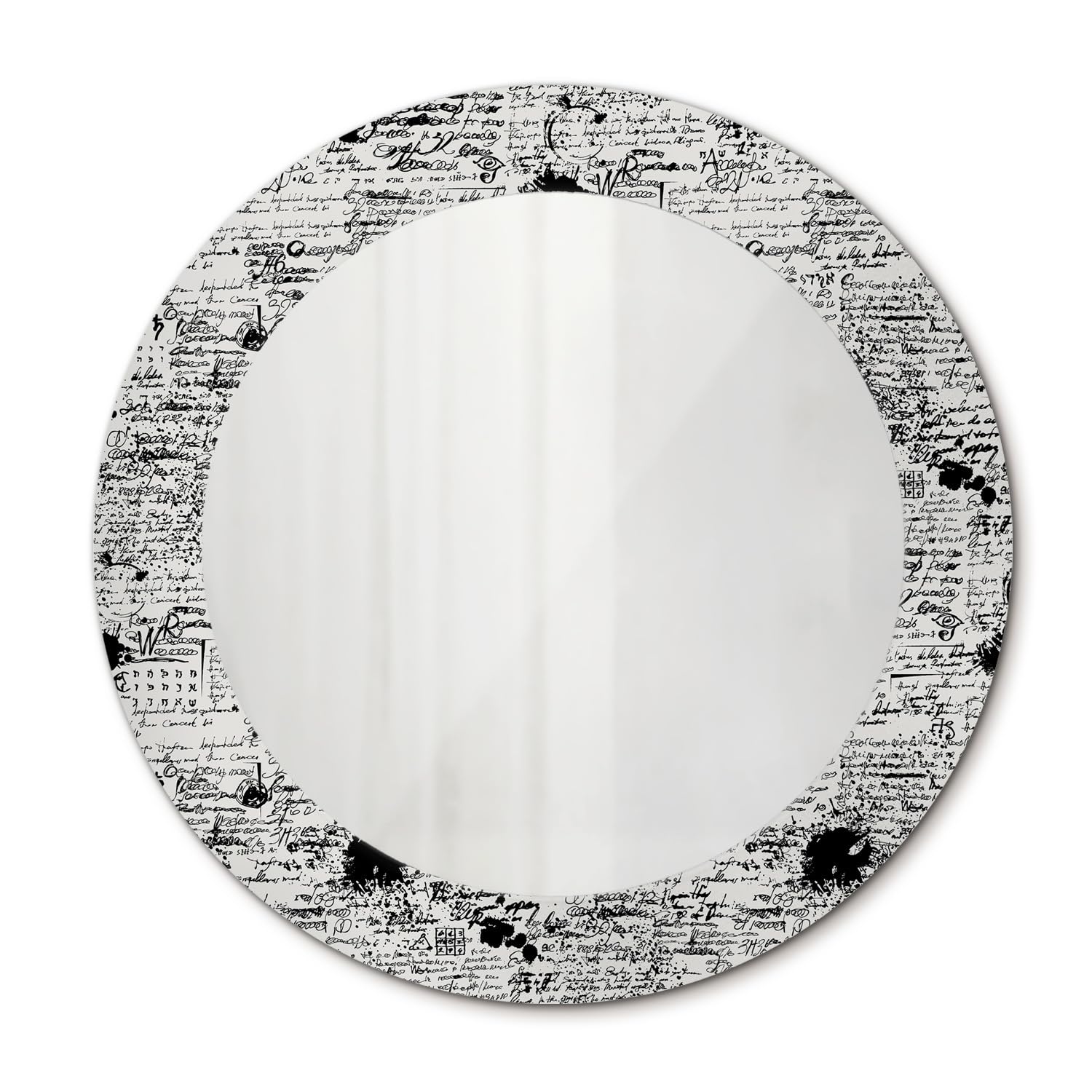 Miroir sans cadre rond 60 cm avec impression abstraite pour agrandir votre salle de bain
