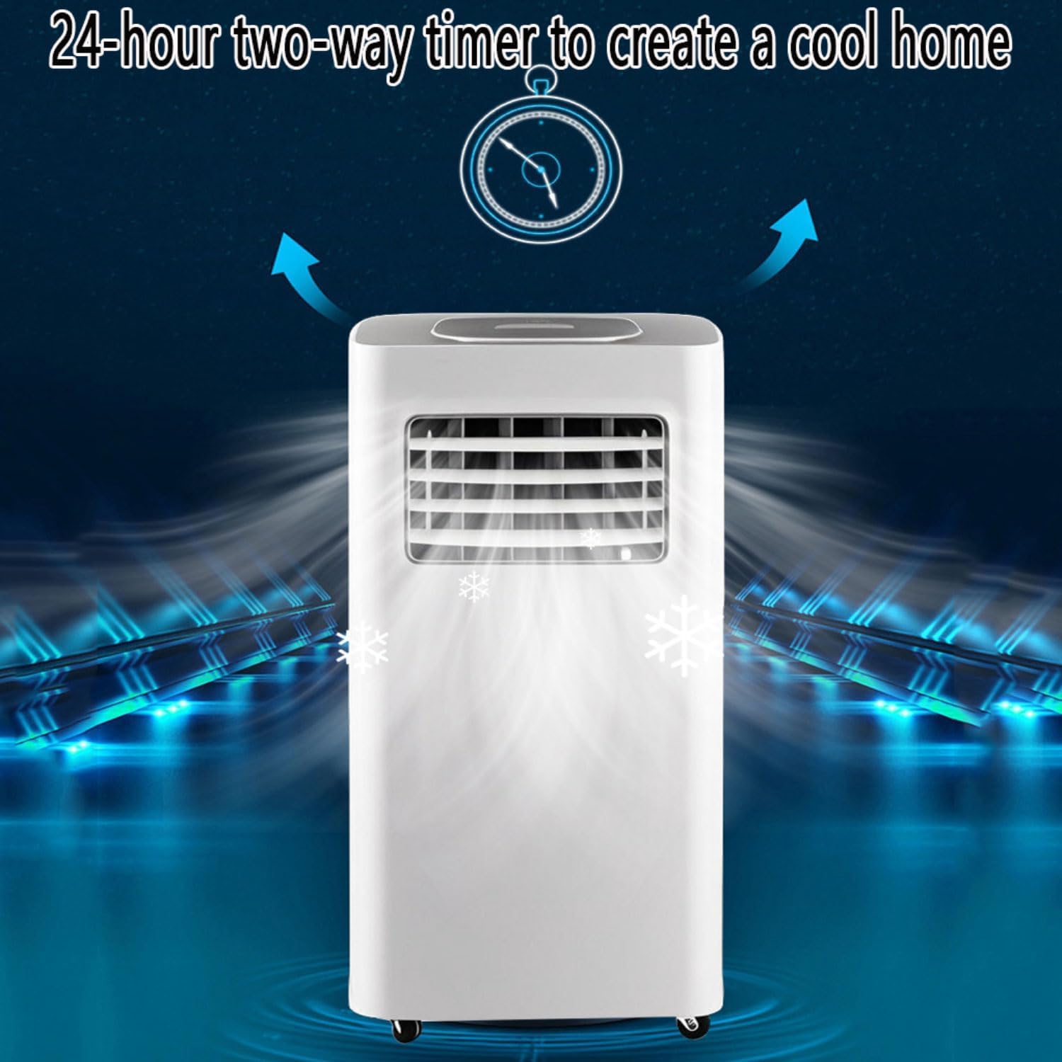 Aire acondicionado portátil, ventilador de refrigeración de bajo consumo y deshumidificador con pantalla digital, temporizador y funcionamiento silencioso para espacios de hasta 300 pies cuadrados