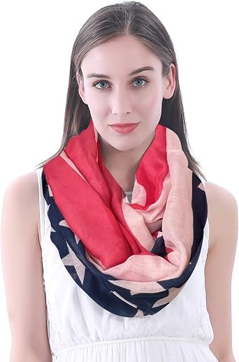 Lina & Lily Flag Print Womens Infinity Scarf Lightweight