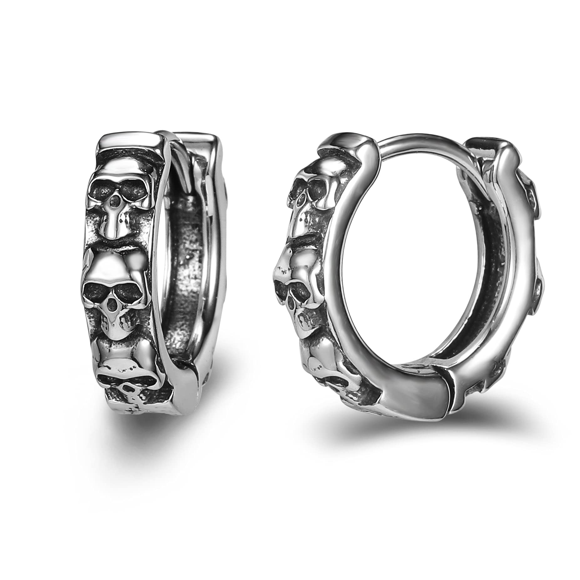 Pendientes de calavera góticos antialérgicos para piercings de oreja 7