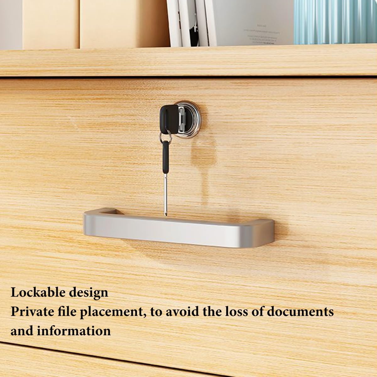 Armoire de classement verticale en bois avec clé, nizer mobile à 4 tiroirs sur roulettes pour dossiers juridiques//A4, idéal pour le bureau à domicile (couleur : blanc)