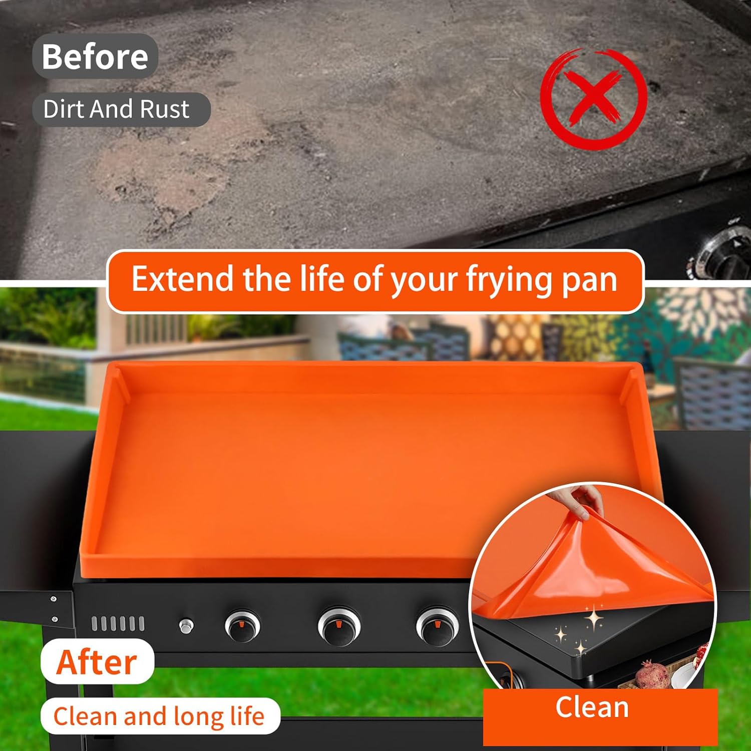 Silicone Griddle Mat 29” With Silicone Griddle Tool Mat 16"x11.5" for Blackstone,Upgraded Full-edge Heavy Duty Food Grade Non-Stick Griddles Cover