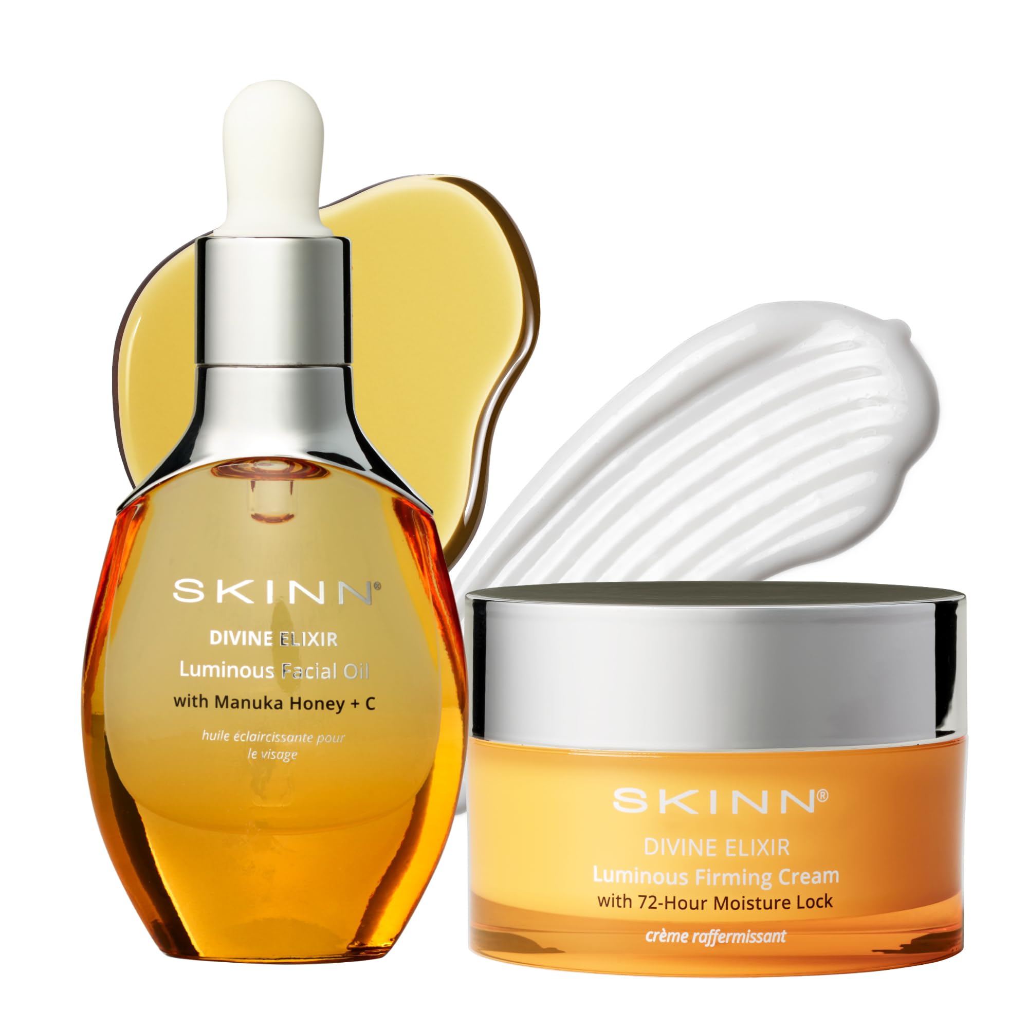 Luminous Facial Oil and Face Firming Cream Set - Anti-Aging Skin Care Duo to Reduce Fine Lines, Wrinkles & Strengthen Skins Barrier with Vitamin C & Manuka Honey