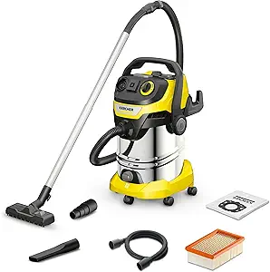 Karcher 1.628-361.0, WD 6 HP V-30/8/35/T Wet/Dry Vacuum Cleaner-30 L Stainless Steel Tank-1300W (Portable Socket and Blow Function), Standard