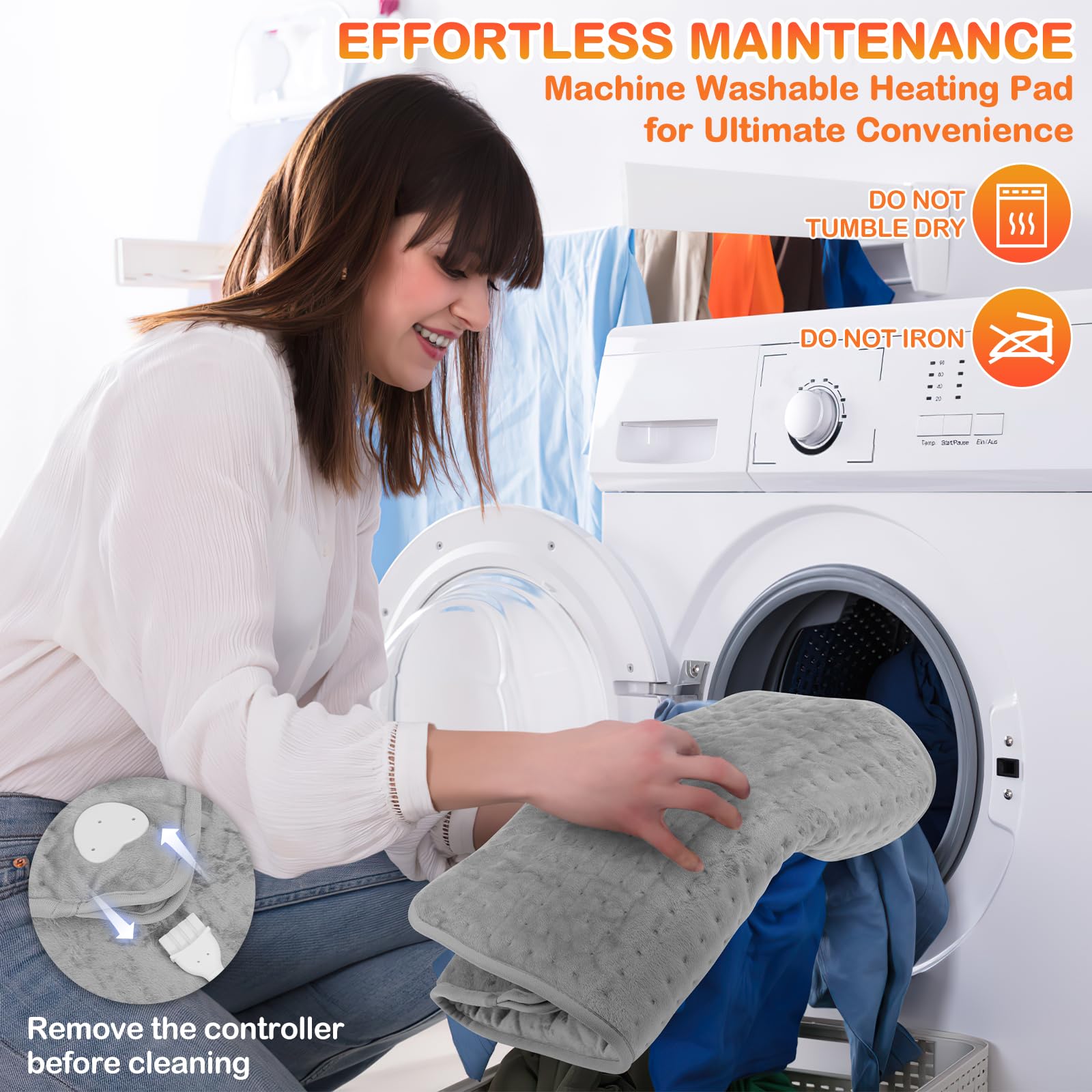 Anpress Scaldapiedi Elettrico 74x40cm, Scalda Piedi Casa Extra Large con 4 Impostazioni del Timer e 6 Livelli di Temperatura e Protezione da Surriscaldamento, Lavabile in Lavatrice, Aatto per Famiglie