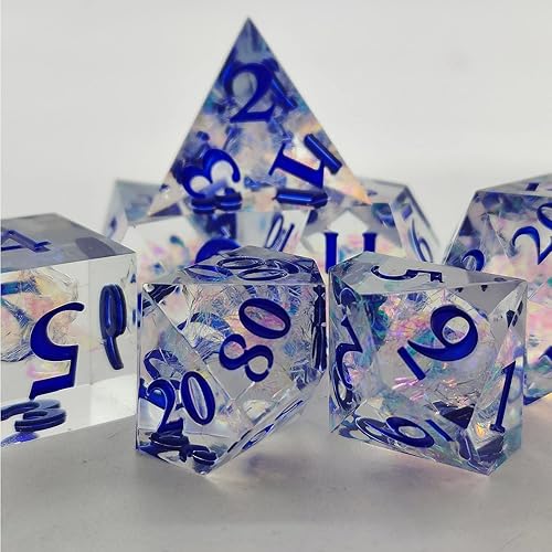 Miniatura 3 de DD - Juego de dados de resina DND dados afilados RPG hechos a mano poliédricos con hermosas connotaciones adecuado para juegos de mesa de juego de