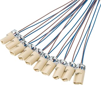 ODETOJOY G9 Base Bulb Socket Ceramic Lamp Holder Halogen Beads with Wire Stand LED Aging Test Lamp Bracket (1pc)